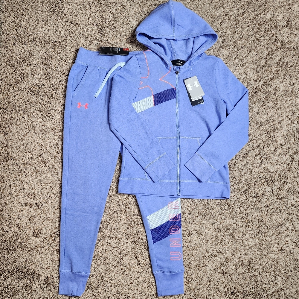Under Armour Joggers & Jacket Fleece Outfit Girls Youth Medium New